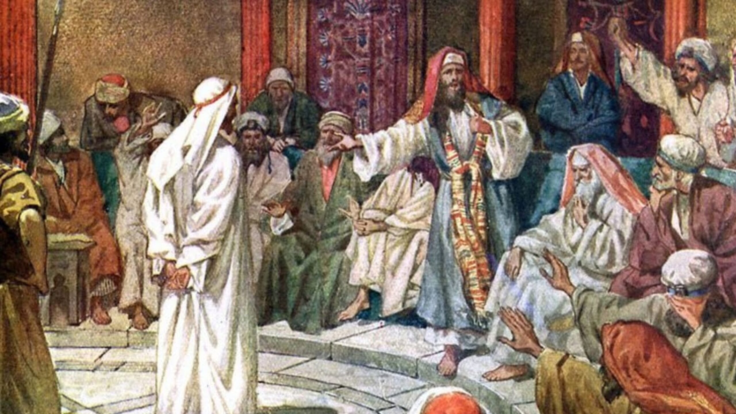 DAS 6 ÀS 7 DA MANHÃ. JESUS DE NOVO NA PRESENÇA DE CAIFÁS, QUE CONFIRMA A CONDENAÇÃO À MORTE E O ENVIA A PILATOS